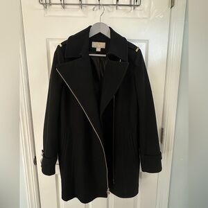 NWOT Michael Kors Wool-Blend Asymmetrical Belted Pea Coat